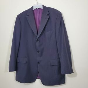 Hugo Boss 100% Wool Blue Striped Suit Jacket, Size 46R